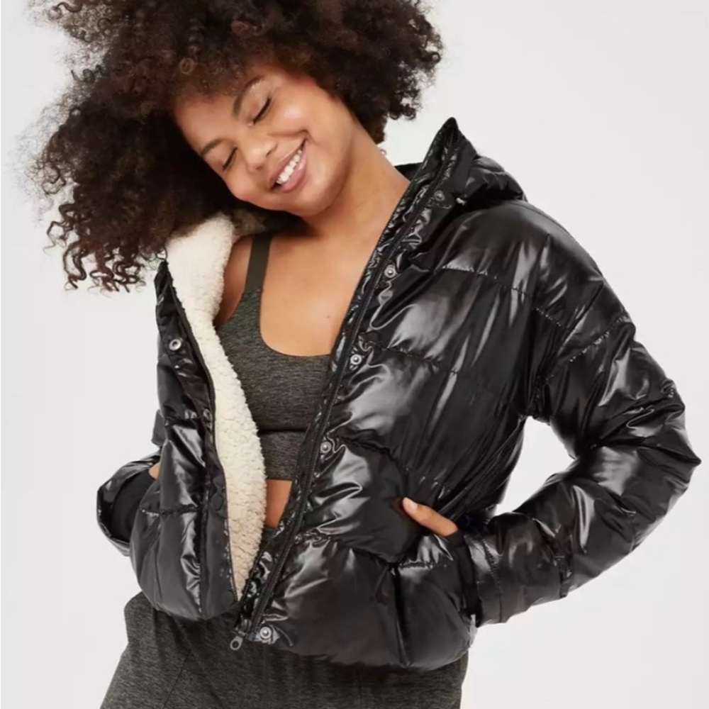 Aerie Offline Wet Effect Sherpa Lined Puffer